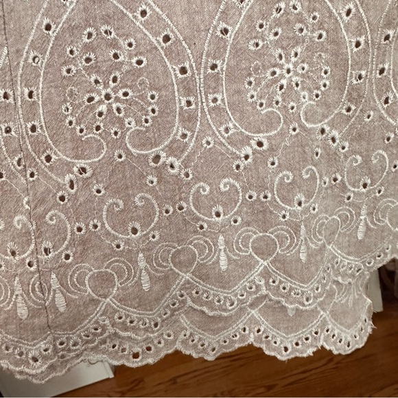 Vintage-Inspired Eyelet Embroidered Midi Skirt Scalloped Hem Simple Timeless - Picture 12 of 13